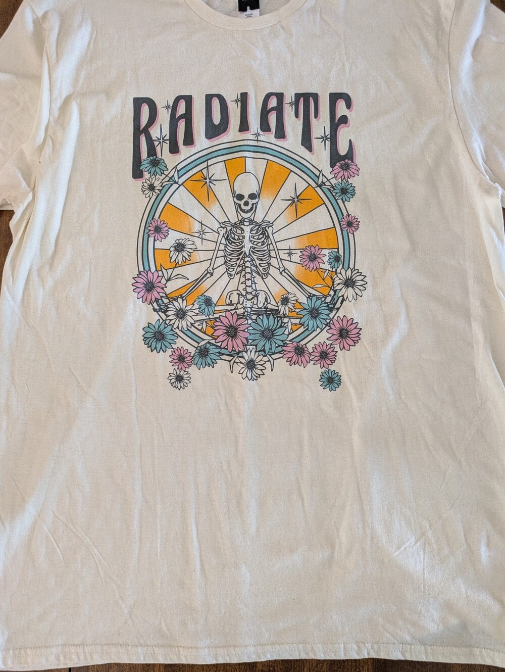 Sweet Claire Radiate Skeleton Meditation Tee L/XL Oversized